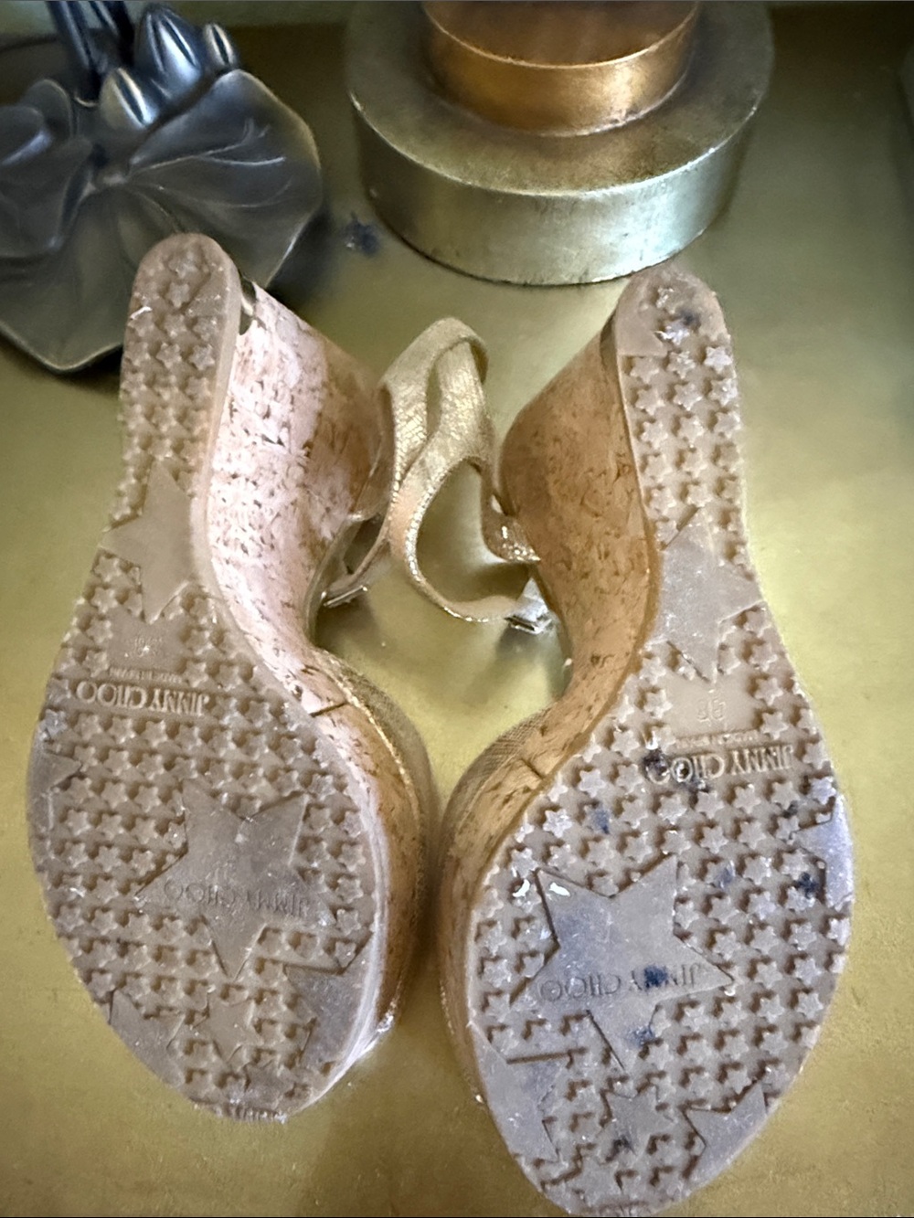 Jimmy Choo Metallic Rose Gold Slingback Peep-Toe Heels…. 100% AUTHENTIC - Picture 8 of 9